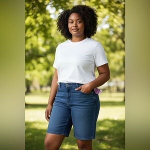 Riders by Lee Plus Size 20W Denim Bermuda Shorts - High Rise & Stretchy!